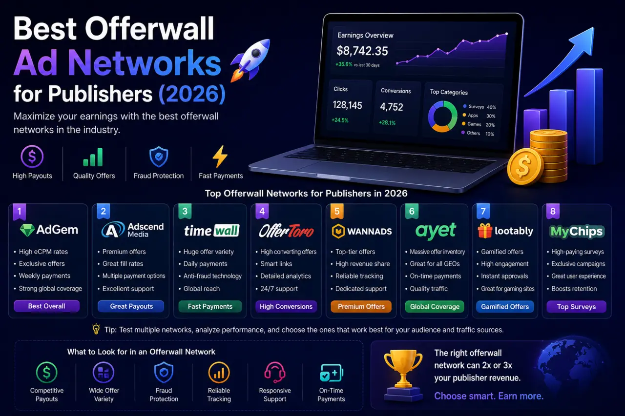 Best Offerwall Ad Networks for Publishers (2026)