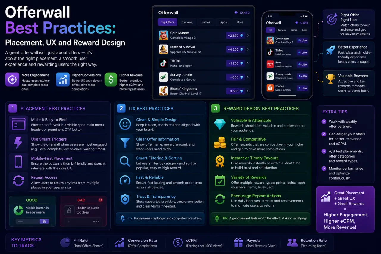 Offerwall Best Practices: Placement, UX and Reward Design